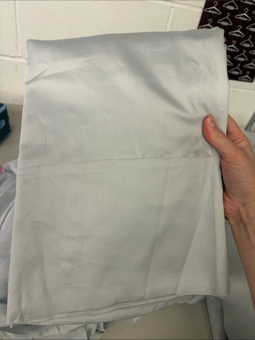 $299 California king boll & branch Signature Hemmed Sheet Set — Shore Gray sky